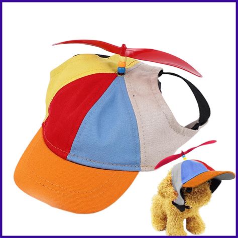 Pet Propeller Hat Puppy Baseball Hat with Ear Holes Dog Hat Rainbow ...