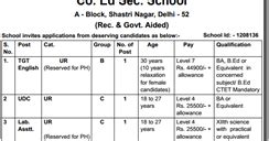 Shaheed Udham Singh Samarak School Jobs 2017 TGT, UDC, Lab Assistant