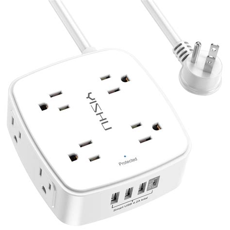 Buy 10 Ft Surge Protector Power Strip - YISHU 3 Side Outlet Extender ...