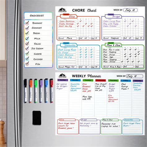 Buy Magnetic Dry Erase Chore Chart for Multiple Kids and Weekly Planner ...
