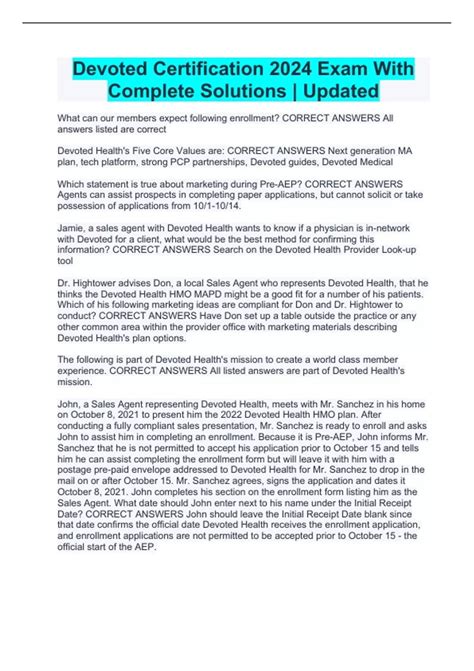 Devoted Certification 2024 Exam With Complete Solutions | Updated ...