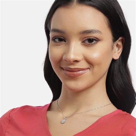 Floral CZ Radiant Elegance Rhodium-Plated 925 Sterling Silver Pendant ...