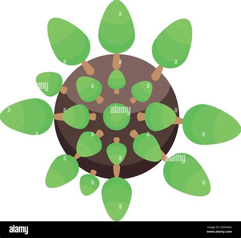 Small planet earth is covered with green trees growing from the top view, representing ...