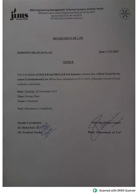 Moot Court Notice for BALLB & BBALLB 3rd Sem - Constitutional Law - Studocu