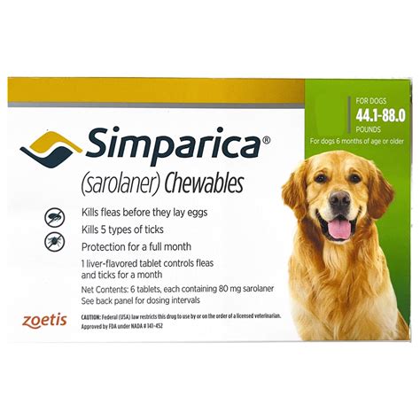 Zoetis Simparica Flea and Tick Control Tablet for Dogs | Pack of 6 ...