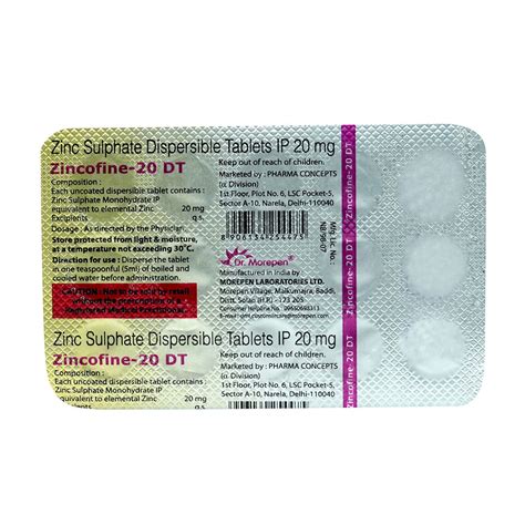 Zincofine-20 DT Tablet | Uses, Side Effects, Price | Apollo Pharmacy