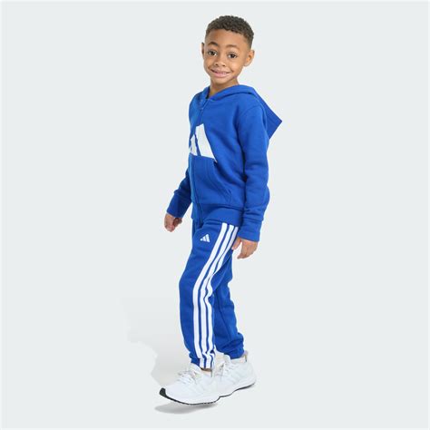 adidas 2-Piece Long Sleeve Essential Big Logo Fleece Jacket & Jogger ...
