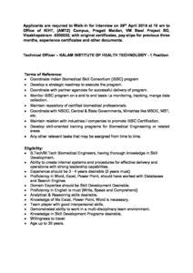 Technical Officer - INDIAN BIOMEDICAL SKILL CONSORTIUM - 1 position ...