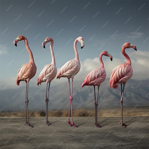 A group of flamingos are standing together | Premium AI-generated image