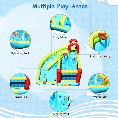 6-in-1 Inflatable Bounce House with Basketball Hoop - No Blower