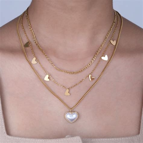 Artklim Gold Plated Golden Haerts Layered Necklace