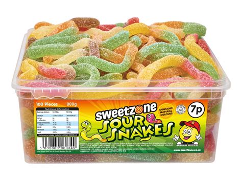 Buy Sweetzone Sour Snakes Tub 800 g, 100 Pcs Sweets Tub, Halal Sweets ...