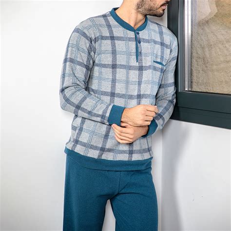 Pijama largo hombre estampado cuadros Muslher