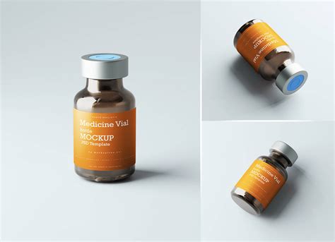 Free Injection Glass Vial Bottle Mockup PSD Set - Good Mockups