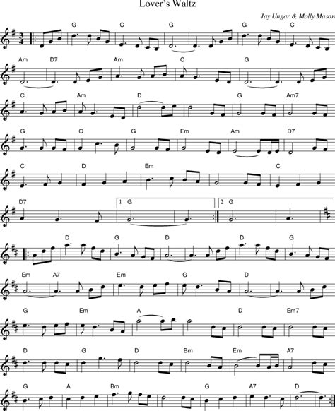 Lover's Waltz on folk tune finder