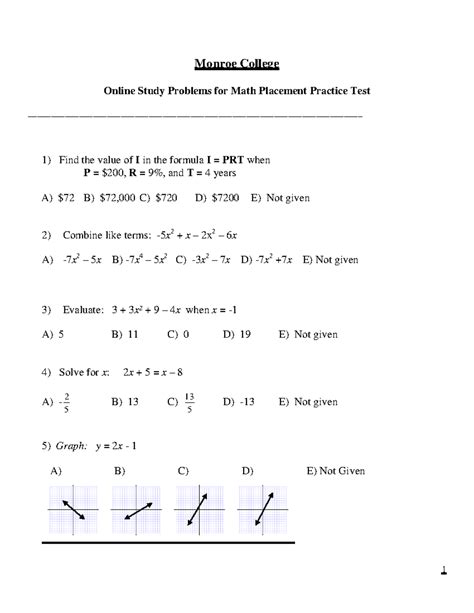 Practice Math For Placement Test - MathPracticePrint.com