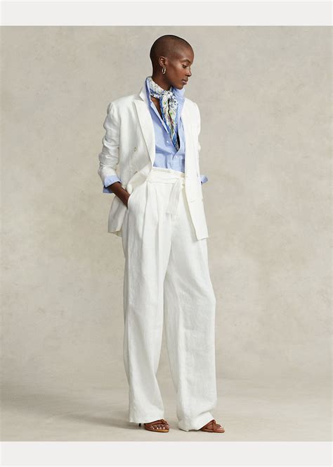 Linen Double-Breasted Blazer | Fashion, White linen suit women, Linen ...