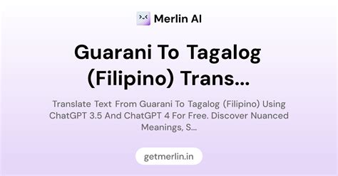 Guarani to Tagalog (Filipino) Translator