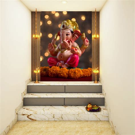 Ganpati In Lightning Background Self Adhesive Sticker Poster ...