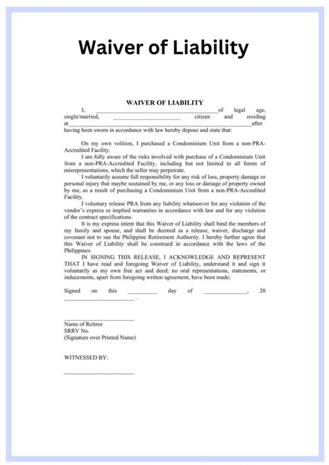 Image result for Waiver Statement Example