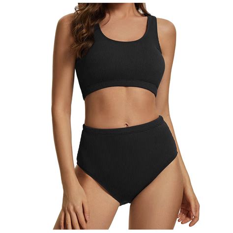 Buigttklop Women Two Piece Swimsuit High Waisted Bikini Set Sporty ...