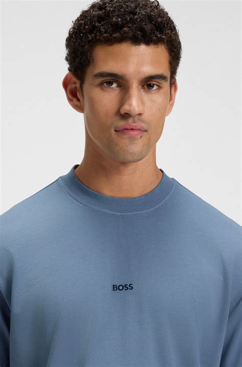 BOSS - Cotton-jersey T-shirt with degradé effect - Blue