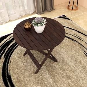 CLANECRAFT Solid Sheesham Wood Round Shape Folding Coffee Table For ...