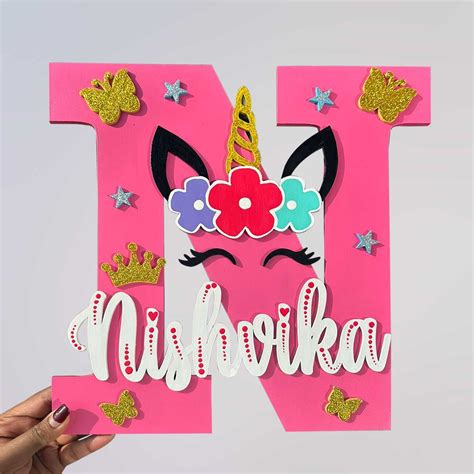 Buy Handcrafted Personalized Kids Unicorn Eyes Themed Monogram MDF ...