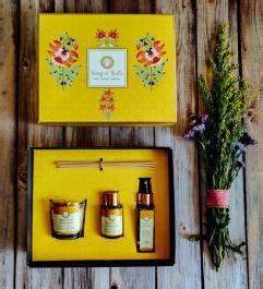 Yellow Luxurious Veda Gift set Candle, Room Spray & Reed Diffuser