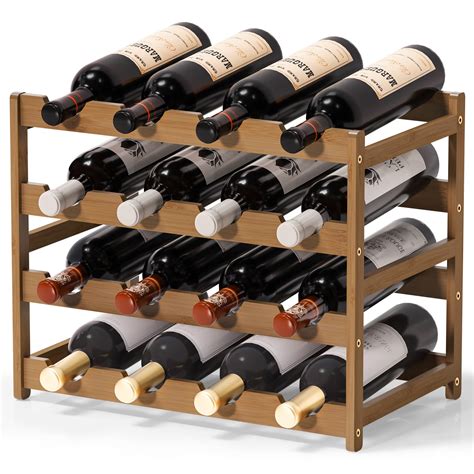 CONSDAN Oak Wine Rack, Wooden Wine Storage Racks, Portable 6 Bottles ...