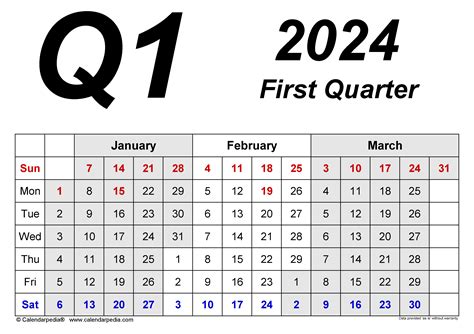 Quarterly Calendars 2024 - Free Printable PDF Templates