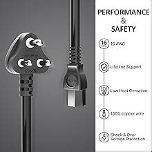 FEDUS 16A 250V Heavy Duty Copper Power Cord 1.8M Indian to IEC 13