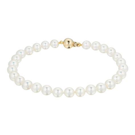 Mappin & Webb 18ct Yellow Gold 6.5 x 7.0mm Grade AAA Akoya Bracelet ...