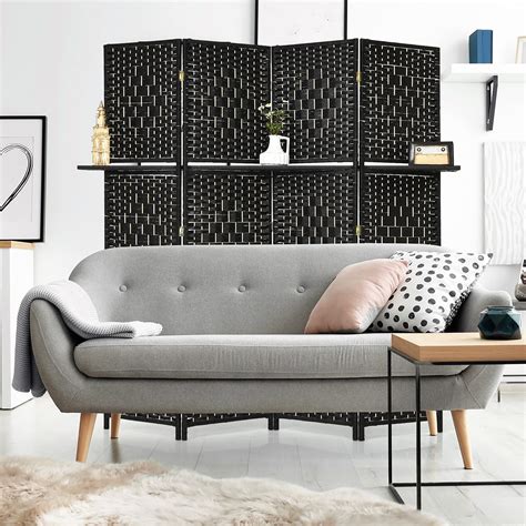 COSTWAY 4 Panel Folding Room Divider, Wooden Wall Privacy Screen ...