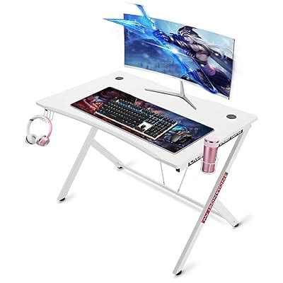 Buy Mr IRONSTONE White Gaming Desk 45.3" Gaming Table Home Computer ...