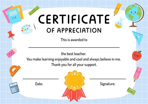Teacher appreciation certificate for the best educator, pedagogue ...