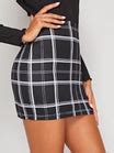 Black and White High Waist Plaid Print Bodycon Mini Skirt – Wear.Style