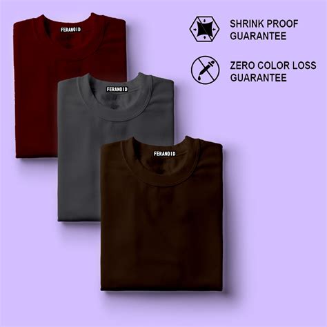 Plain Pack Of T-Shirts : Maroon Grey Brown – feranoid