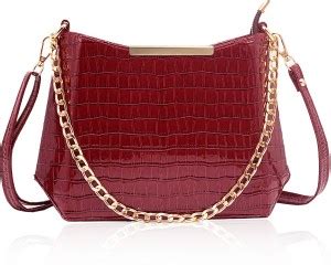 Elma Maroon Sling Bag Synthetic Leather Top Handle Chain Strap Sling ...