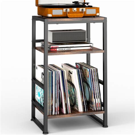 Amazon.com: ZEXVIDA 3-Tier Vinyl Record Player Stand, End Table for ...