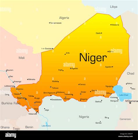 Abstract vector color map of Niger country Stock Photo - Alamy