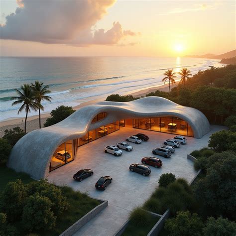Organic Car Parking at Beach at Sunset | Stable Diffusion Online