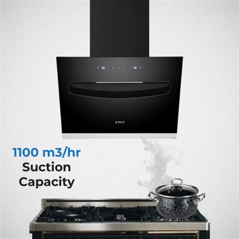 Elica 90 cm 1100 m3/hr Auto Clean Wall Mounted Black 1100 CMH Chimney ...