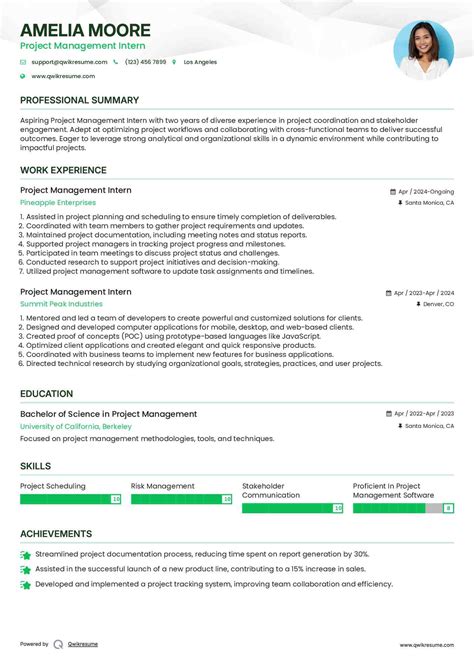 10+ Project Management Intern Resume Samples & Templates for 2025