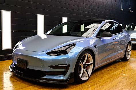 Space Candy Blue Tesla Model 3 Car Wrap