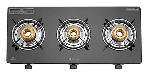 Bajaj UCX 3 Burner Slim Glass Top Gas Stove|Slim Frame Glass Cooktop|3 ...
