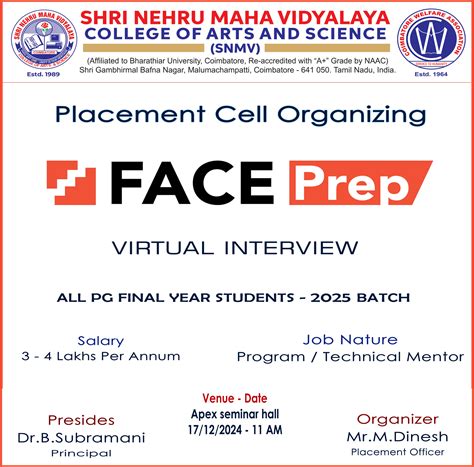 Organizing FACE Prep Virtual Interview - Shri Nehru Maha Vidyalaya