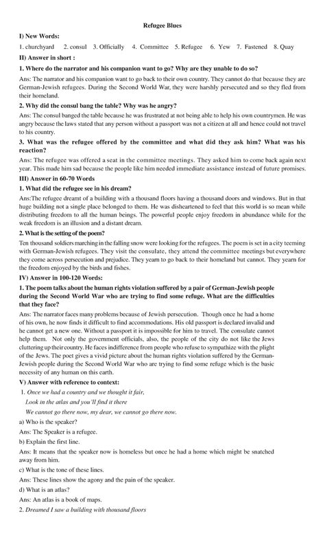 Refugee Blues ( Final) - very good - Refugee Blues I) New Words ...