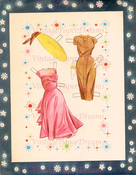 Vintage Paper Doll Printable PDF brunette Paper Doll 50s - Etsy