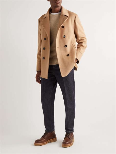 Camel Hair Pea Coat Men